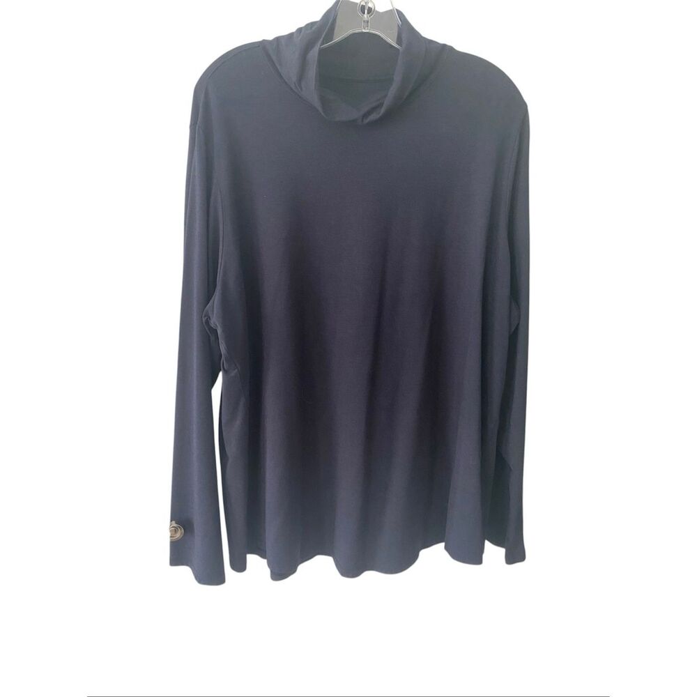 J. Jill LUXE SUPIMA Cotton TURTLENECK Navy TUNIC Sz 2X